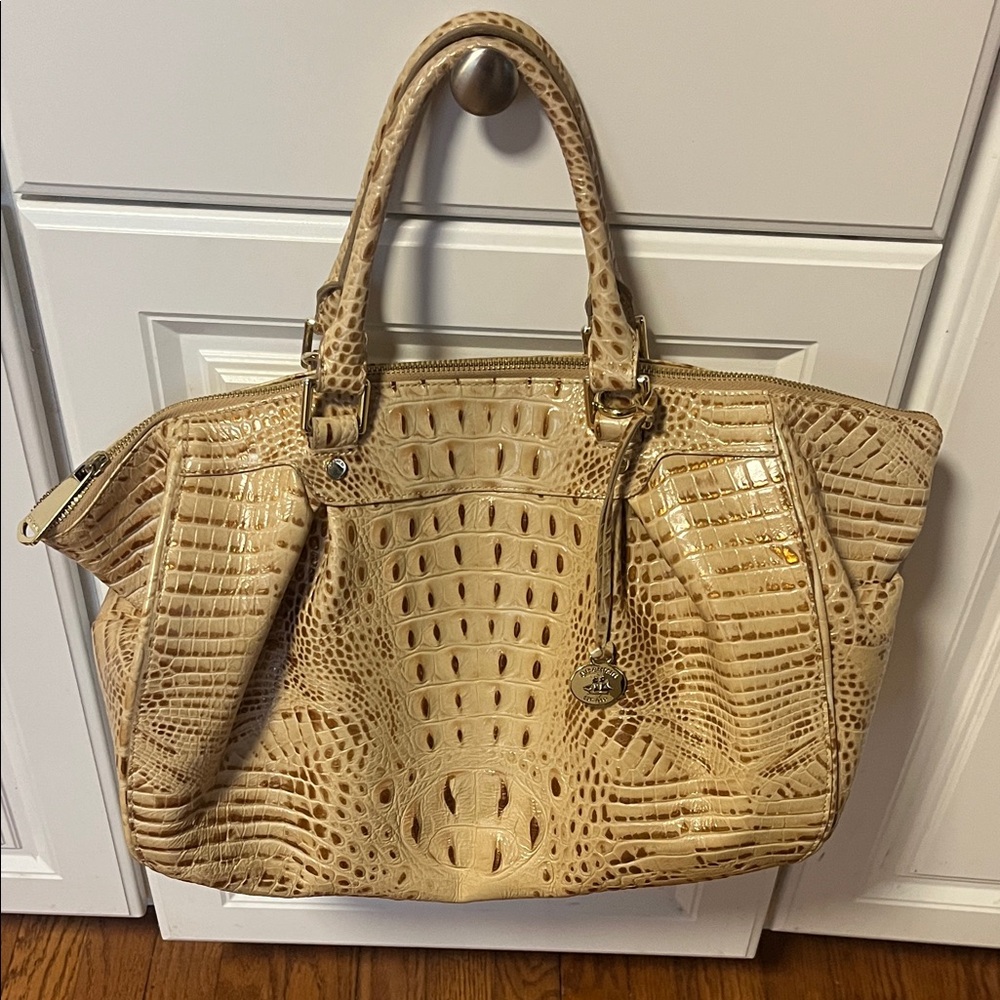 Brahmin Duxbury Large Satchel Bag in Beige
